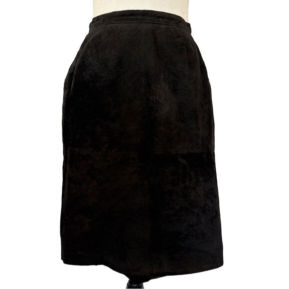 Lord & Taylor Vintage Black Suede Skirt | Size 10 | Made in Korea - Picture 1 of 9